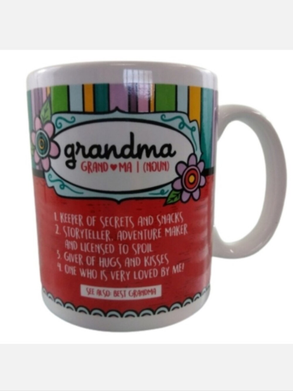 3/$15 MUGS SALE! Grandma White Red Coffee Mug Hugs Kisses Cup Gift Glass
